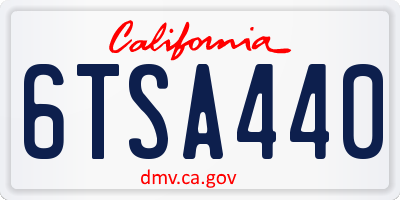 CA license plate 6TSA440