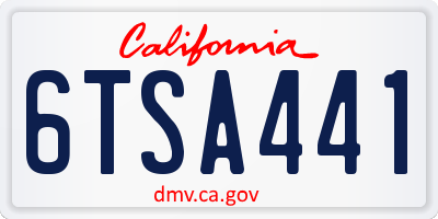 CA license plate 6TSA441