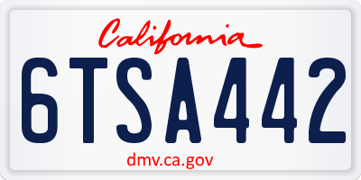 CA license plate 6TSA442