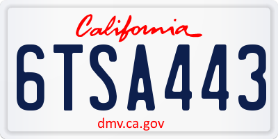 CA license plate 6TSA443