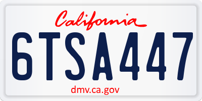 CA license plate 6TSA447