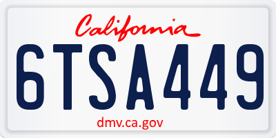 CA license plate 6TSA449