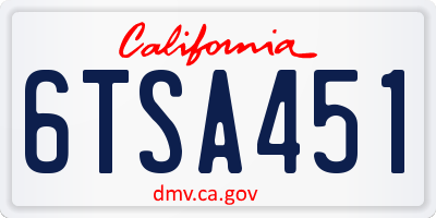 CA license plate 6TSA451