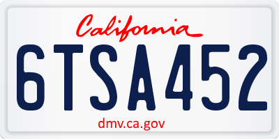 CA license plate 6TSA452