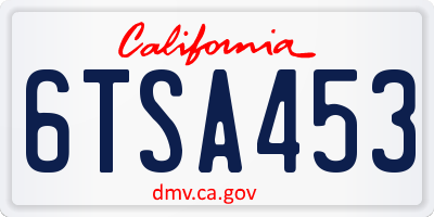 CA license plate 6TSA453