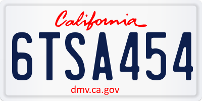 CA license plate 6TSA454