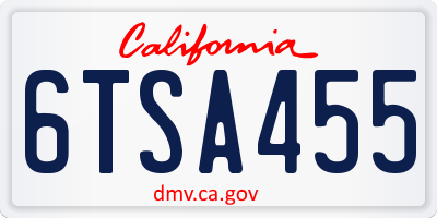CA license plate 6TSA455