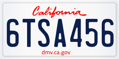 CA license plate 6TSA456