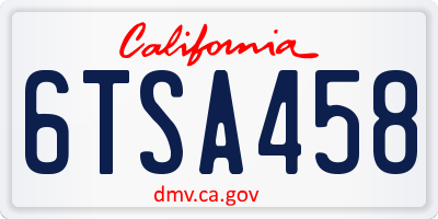 CA license plate 6TSA458