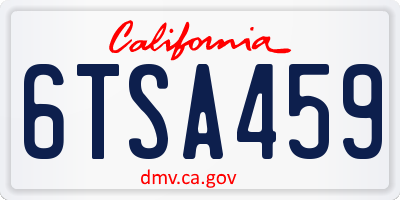 CA license plate 6TSA459