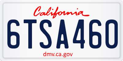 CA license plate 6TSA460