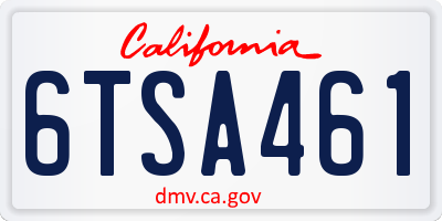 CA license plate 6TSA461