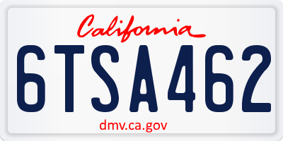 CA license plate 6TSA462