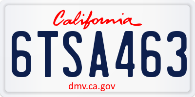 CA license plate 6TSA463