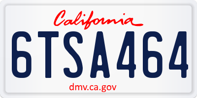 CA license plate 6TSA464