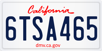 CA license plate 6TSA465