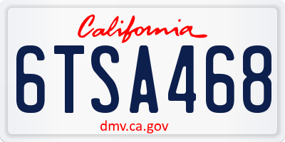 CA license plate 6TSA468