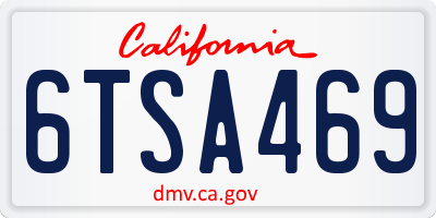 CA license plate 6TSA469