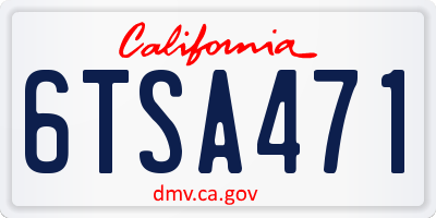 CA license plate 6TSA471