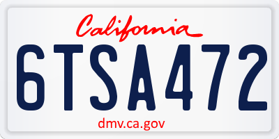 CA license plate 6TSA472