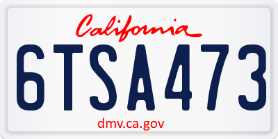 CA license plate 6TSA473