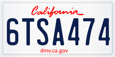 CA license plate 6TSA474