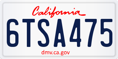 CA license plate 6TSA475