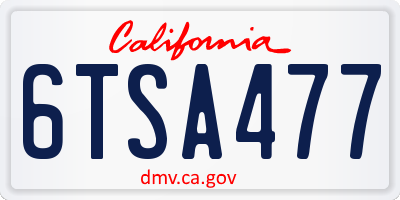 CA license plate 6TSA477