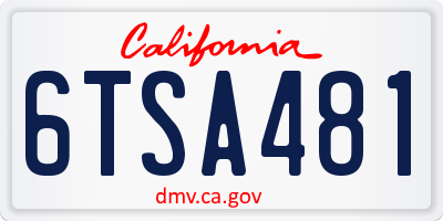 CA license plate 6TSA481