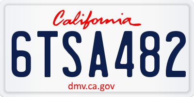 CA license plate 6TSA482