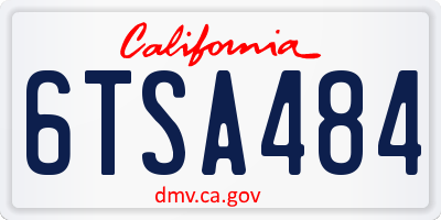 CA license plate 6TSA484