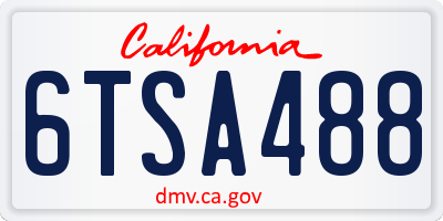 CA license plate 6TSA488