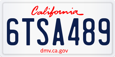 CA license plate 6TSA489