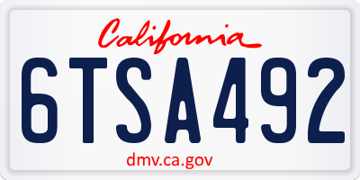 CA license plate 6TSA492