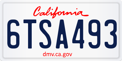 CA license plate 6TSA493