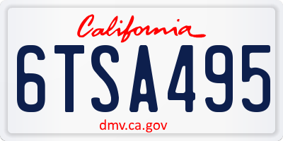 CA license plate 6TSA495