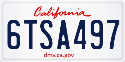 CA license plate 6TSA497