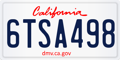 CA license plate 6TSA498