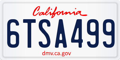 CA license plate 6TSA499