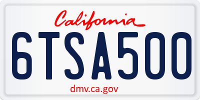 CA license plate 6TSA500