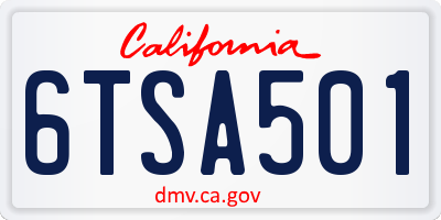 CA license plate 6TSA501