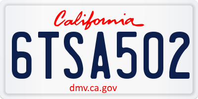 CA license plate 6TSA502