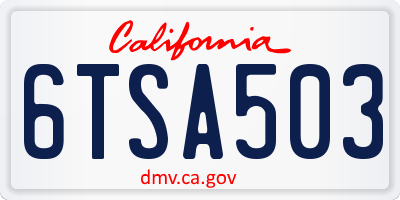 CA license plate 6TSA503