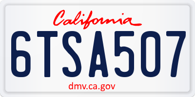 CA license plate 6TSA507