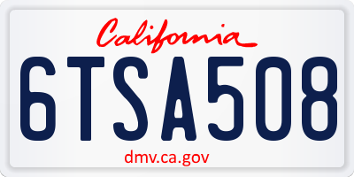 CA license plate 6TSA508