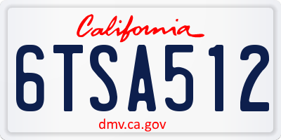 CA license plate 6TSA512