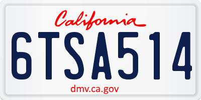 CA license plate 6TSA514