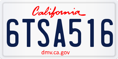 CA license plate 6TSA516