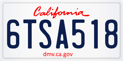 CA license plate 6TSA518