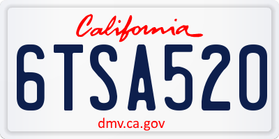 CA license plate 6TSA520